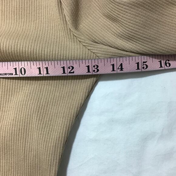 LULU'S S Beige Wilde Ribbed Fitted Long Sleeve Mock Neck Bodysuit NEW B47 *flaw - Picture 6 of 12